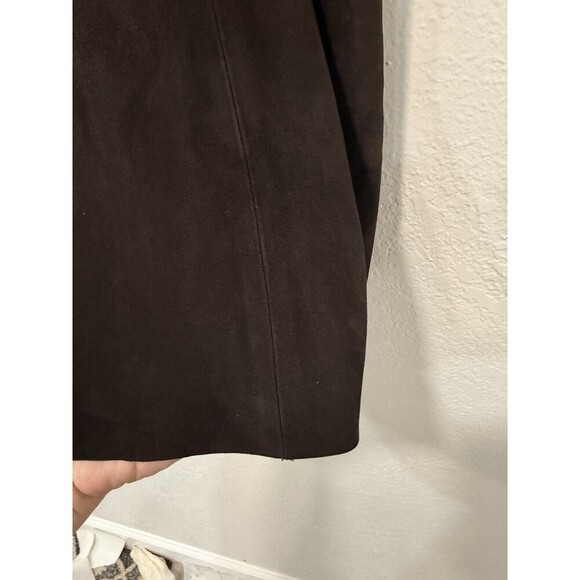 Eileen Fisher Goat Suede Chocolate Brown Skirt Lined Petite Small - Picture 4 of 8